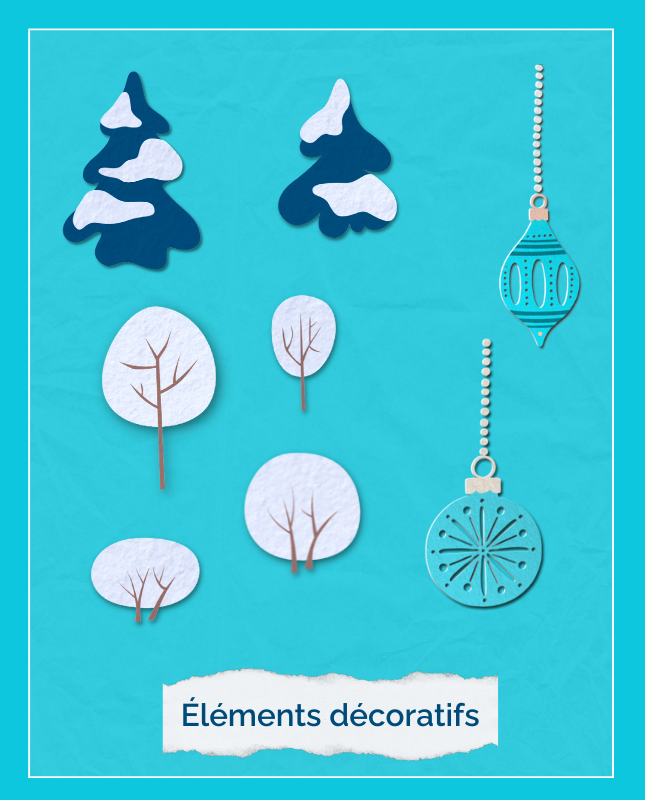 Éléments décoratifs développés pour la carte de Noël de Larochelle